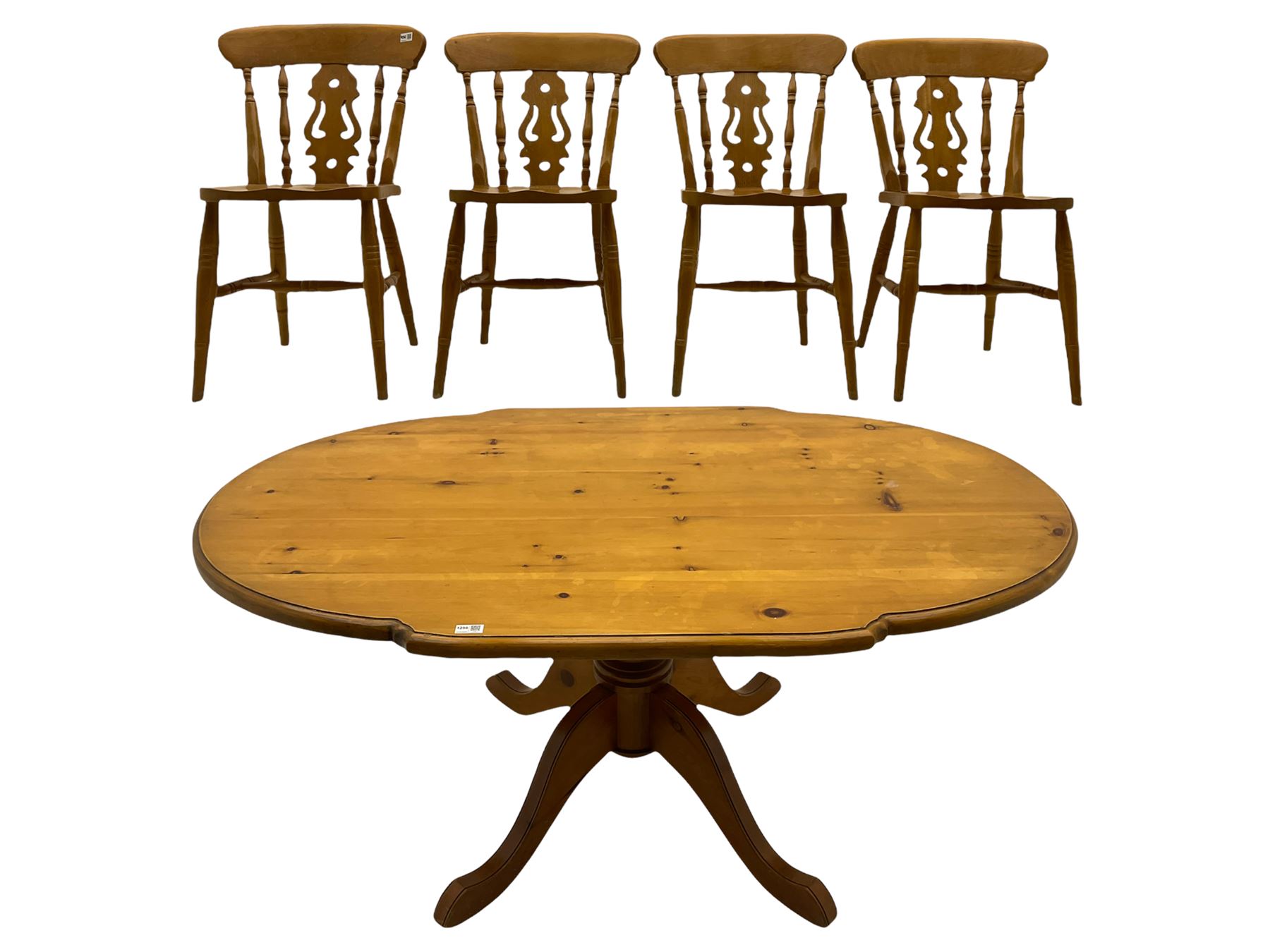 Solid pine oval pedestal dining table