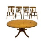 Solid pine oval pedestal dining table