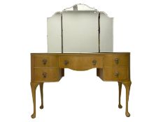 Early 20th century bleached walnut kidney shaped dressing table
