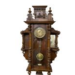 An imposing early 20th century German mahogany cased wall clock c1910