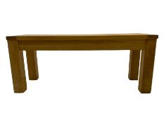 Solid light oak rectangular bench seat