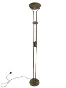 Brushed silver uplighter with adjustable reading lamp