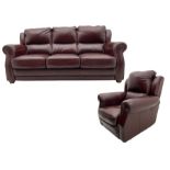 Three seat sofa and matching electric reclining armchair
