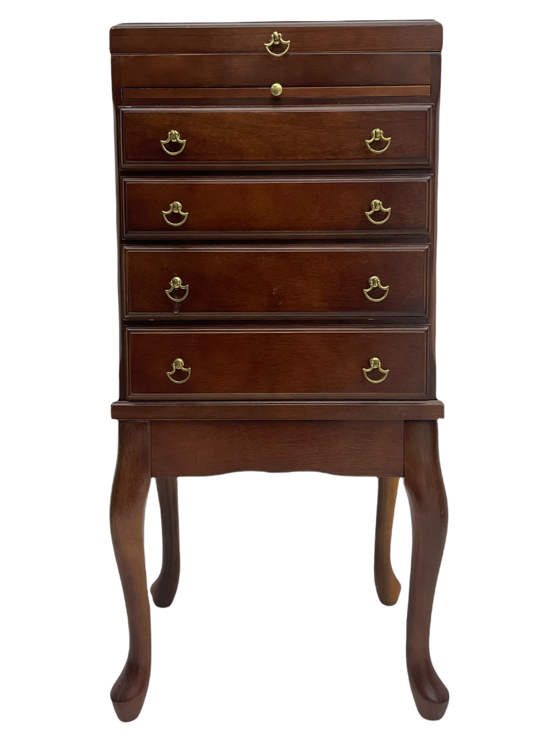 Mahogany pedestal chest on stand