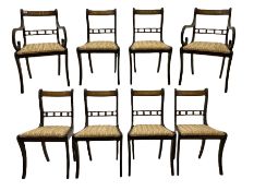 Set of eight Regency style mahogany dining chairs