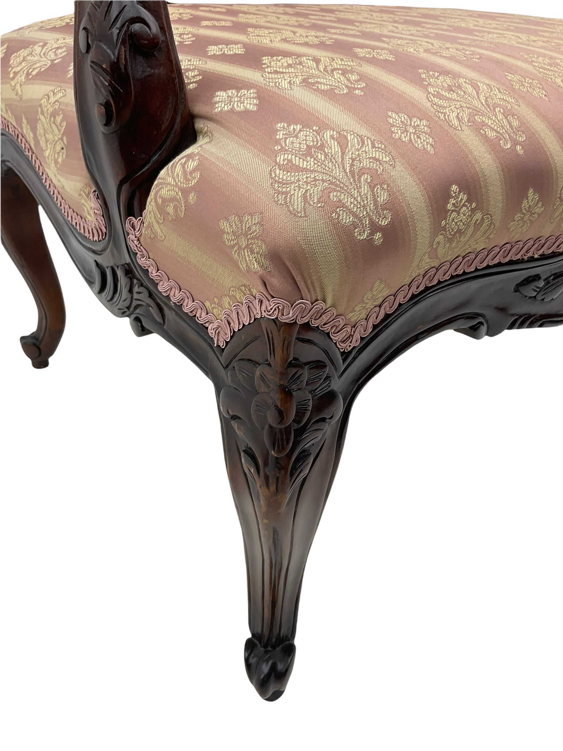 French style walnut framed upholstered armchair - Image 5 of 10