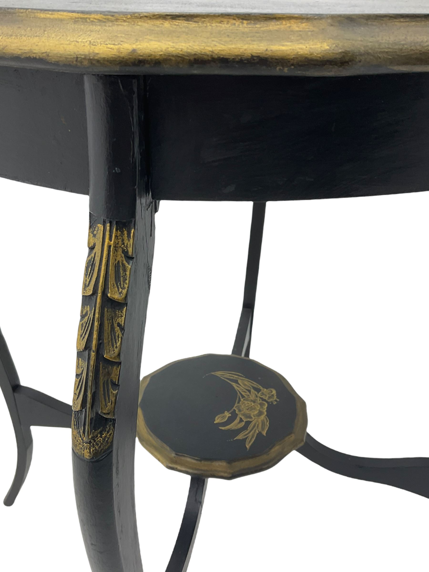 Early 20th century black painted and gilded centre table - Image 6 of 11