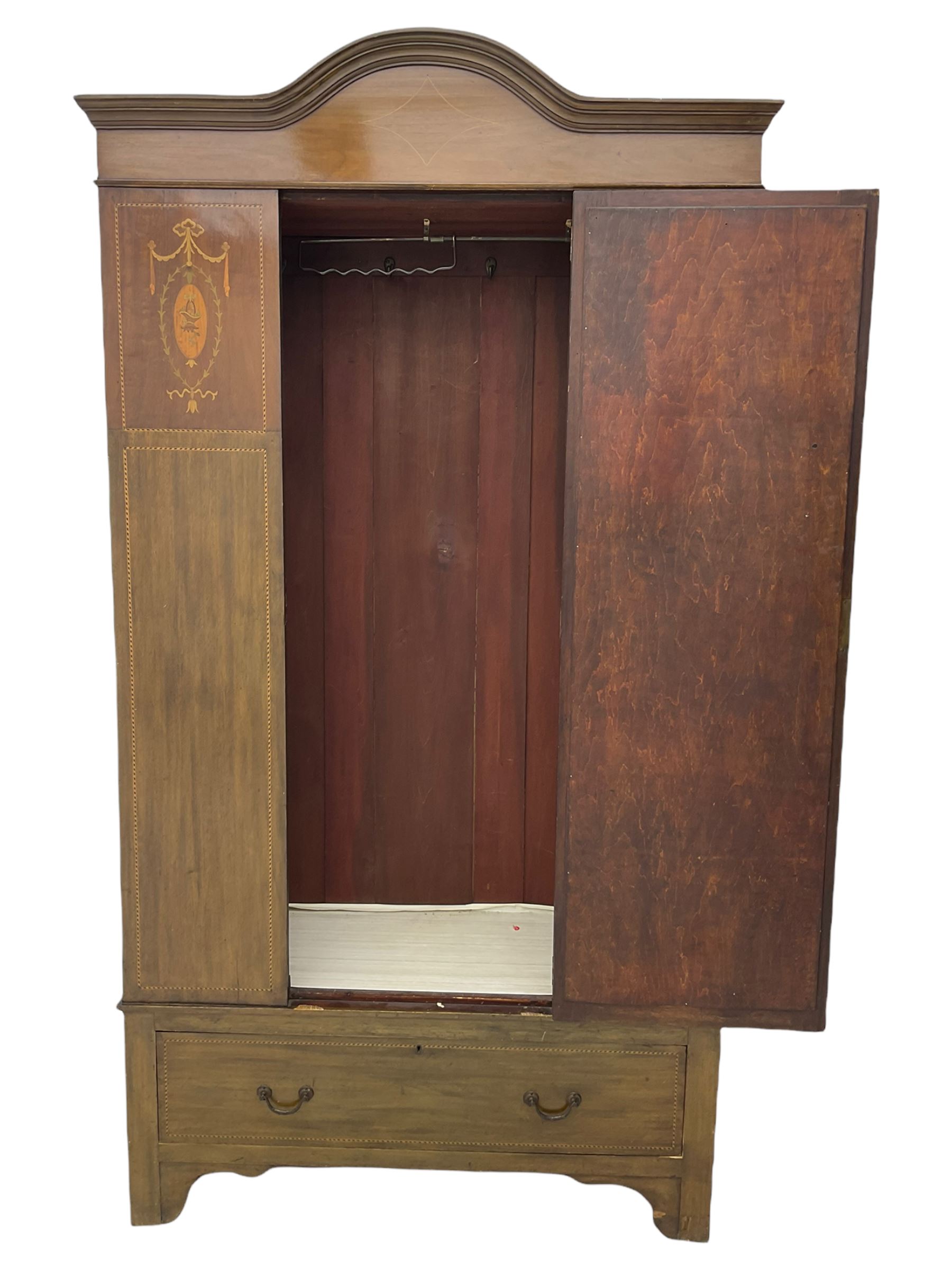 Edwardian inlaid mahogany wardrobe - Image 7 of 9
