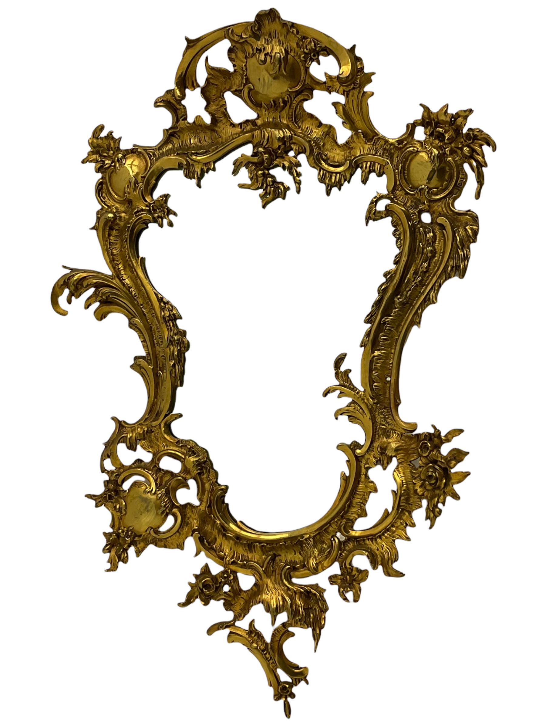 Rococo style ornate cast brass wall mirror - Image 5 of 5
