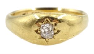 Early 20th century gold gypsy set single stone diamond ring