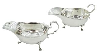 Two early 20th century silver sauce boats