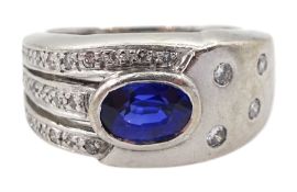 18ct white gold oval sapphire and diamond ring