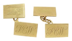 Pair of 9ct gold rectangular cufflinks