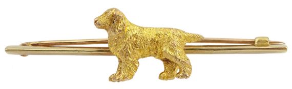 Gold spaniel bar brooch