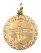 Edwardian 9ct gold 'Derby Angling Association' presentation pendant medallion