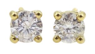 Pair of 18ct gold round brilliant cut diamond stud earrings