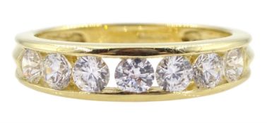 14ct gold seven stone channel set cubic zirconia ring
