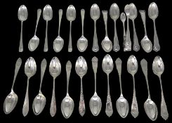 Four sets of six silver coffee spoons