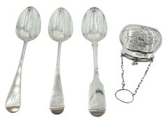 Three Victorian silver table spoons