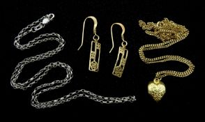 Pair of gold Mackintosh design pendant earrings