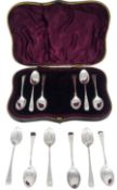 Edwardian set of six silver coffee spoons