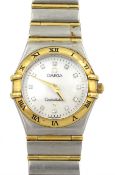 Omega constellation ladies gold and stainless steel quartz bracelet wristwatch