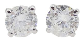 Pair of 18ct white gold round brilliant cut diamond stud earrings