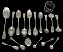 Group of Georgian and later silver spoons