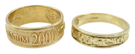 Gold millennium band and one other gold ring