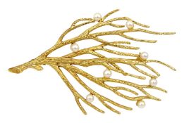 9ct gold abstract branch design brooch