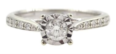 9ct white gold round brilliant cut diamond ring