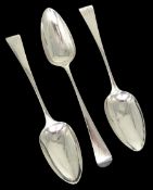 Three George III silver Old English pattern table spoons