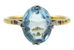 Early 20th century gold single stone blue stone ring