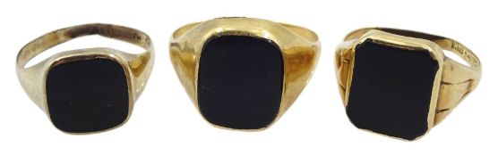 Two 14ct gold black onyx signet rings