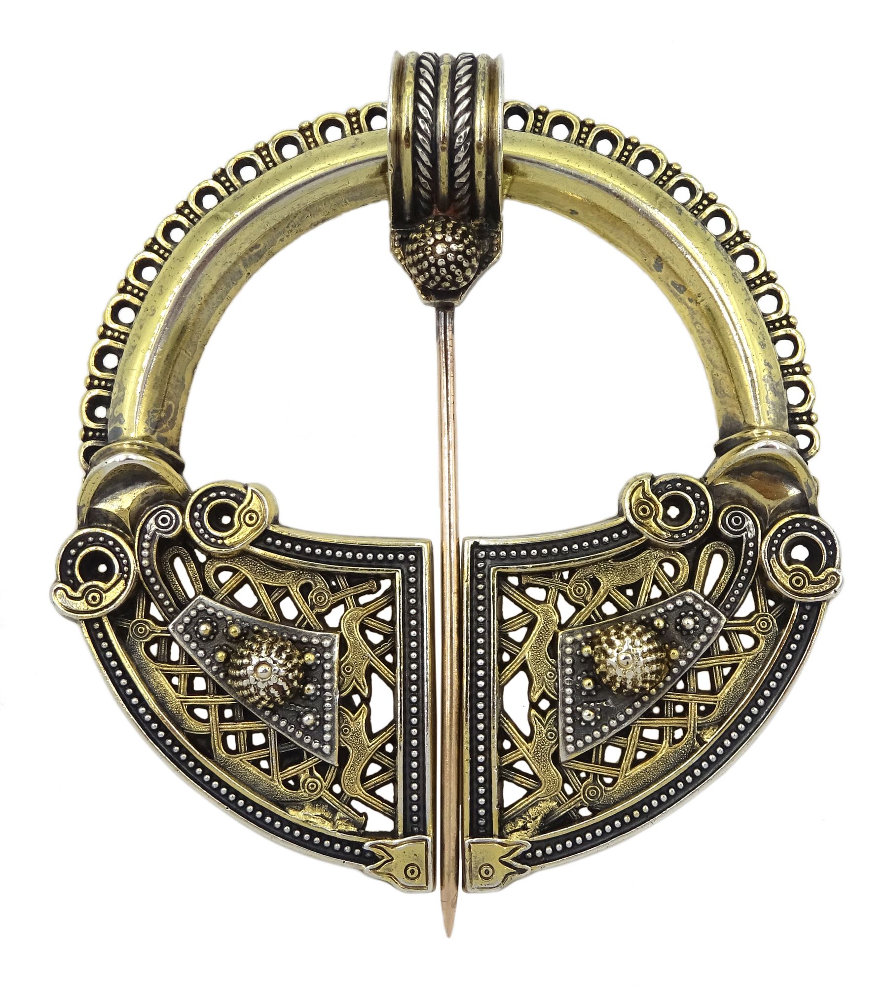 19th century Irish silver-gilt and gold Celtic Revival Tara brooch by Waterhouse & Company Dublin