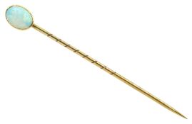 Early 20th century gold oval opal stick pin
