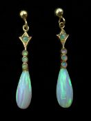 9ct gold opal pendant earrings