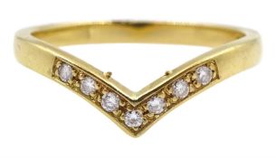 18ct gold channel set diamond wishbone ring