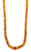 Single strand graduating faceted amber bead necklace
