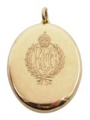 WW1 9ct rose gold hinged locket pendant with Royal Flying Corps and Royal Engineers engraved insigni