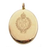 WW1 9ct rose gold hinged locket pendant with Royal Flying Corps and Royal Engineers engraved insigni