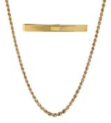 Gold spiga link necklace and a gold tie clip
