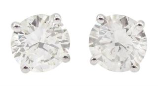 Pair of 18ct white gold round brilliant cut diamond stud earrings