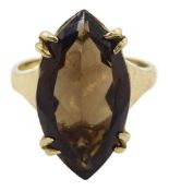 9ct gold single stone marquise smoky quartz ring