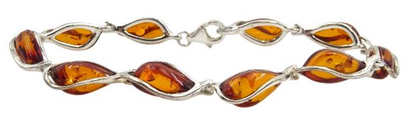 Silver Baltic amber bracelet