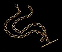 Early 20th century 9ct rose gold oval link Albert chain