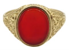 9ct gold oval carnelian signet ring