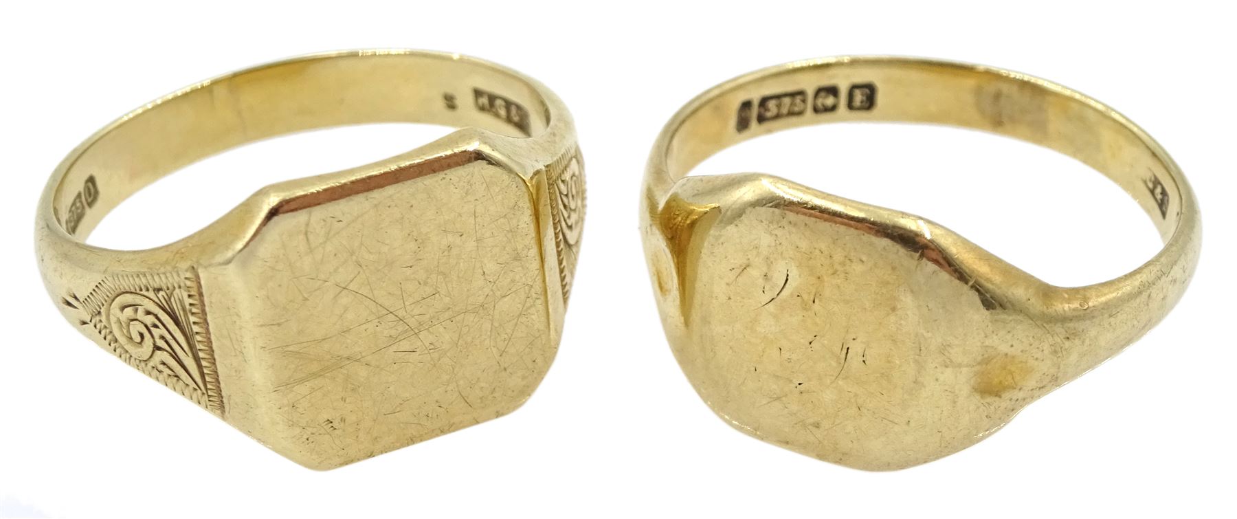 Two 9ct gold signet rings