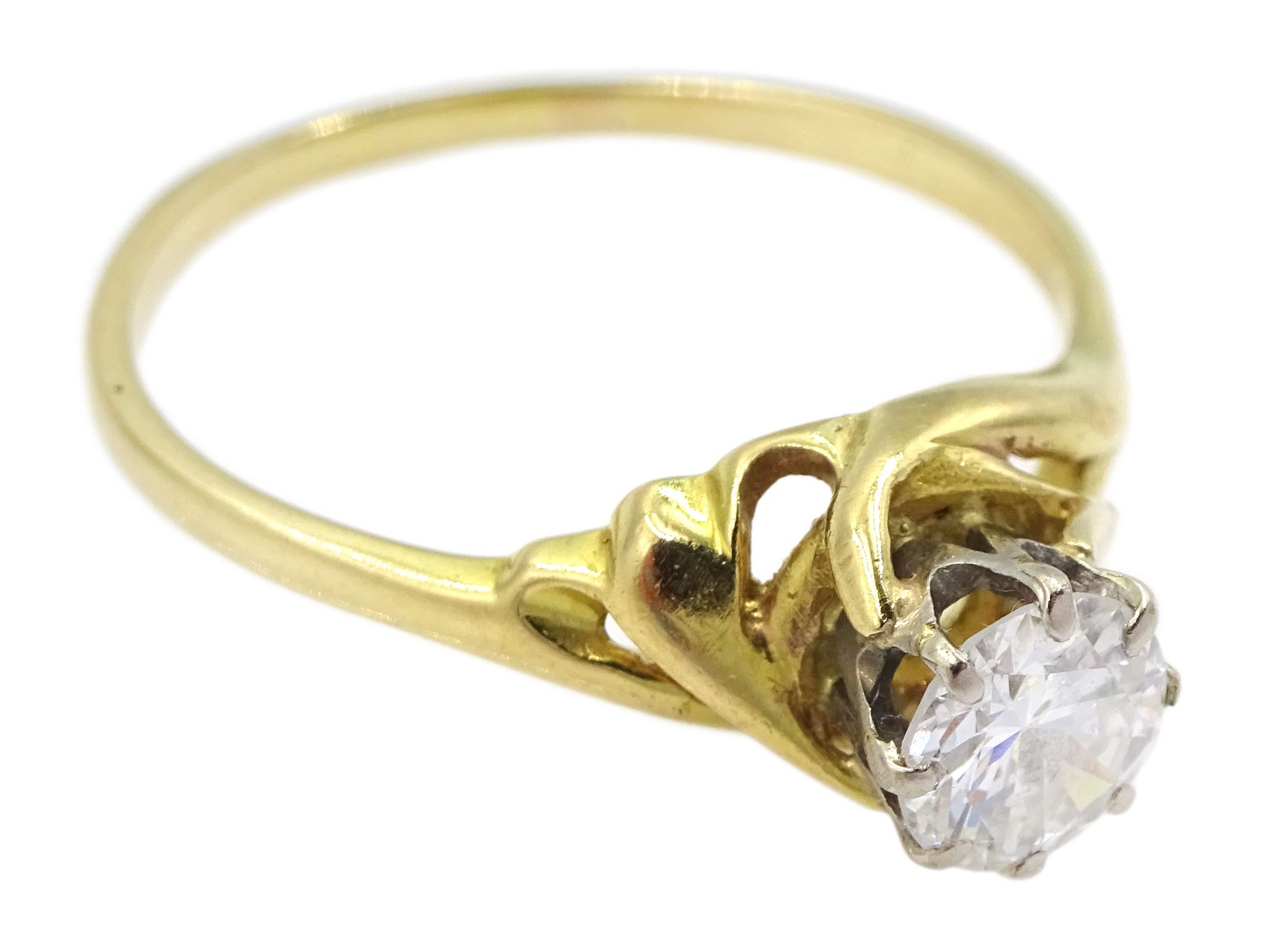 Gold single stone round brilliant cut diamond ring - Image 3 of 4