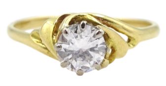 Gold single stone round brilliant cut diamond ring